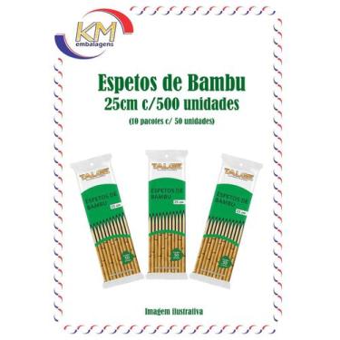Imagem de Espetos de bambu 25 cm c/500 unidades - Talge - espetinho, churrasco (