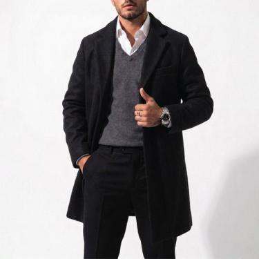 Imagem de Casaco Sobretudo Masculino Elegante Longo Casual Social Inverno Premiu