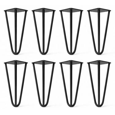 Imagem de Kit 08 Pés Hairpin Legs Aramado de Aço Triplo Abmaza para Móveis e Estofados 15cm