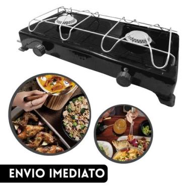 Imagem de Fogão portátil Camping Duas Bocas Gás Forno Fogareiro Caminhoneiro Via