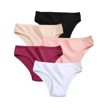 Imagem de Conjunto De Calcinhas De Algodão Femininas Lingerie Sexy Em Cores Sóli