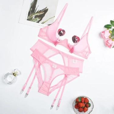 Imagem de Conjunto De Lingerie Sensual Feminina Com Sutiã Aberto E Calcinha, Kit