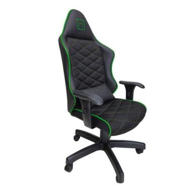 Imagem de Cadeira Escritório Gamer material sintético com Relax Preto/Verde - Vi
