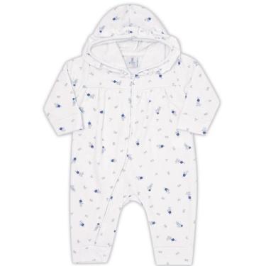 Imagem de Macacão moletom peluciado branco floral com capuz Kiko Baby, M