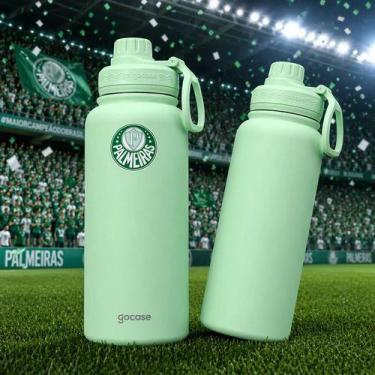 Imagem de Garrafa Térmica Palmeiras Gocase Verdão Inox Quente E Frio 950ml, Palm