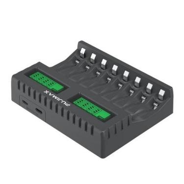 Imagem de Carregador P/ 8 Pilhas USB Type-C Pujimax PJ-LCD006 Tela LCD