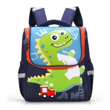 Imagem de Mochila Escolar Infantil Menino Menina Estampa Dino Vermelho e Verde B