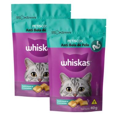 Imagem de Kit 2 Petisco para Gato Whiskas Anti Bola Pelo 40g