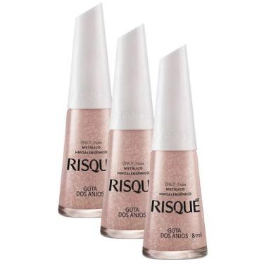 Imagem de Kit 3 Esmalte Risqué Cor Gota dos Anjos Metálico com 8ml