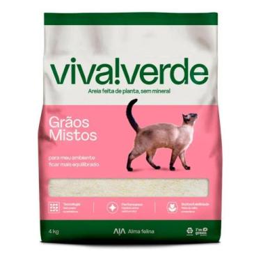 Imagem de Viva!Verde Areia Higiênica para Gatos - Grãos Mistos - 4kg - Congratul