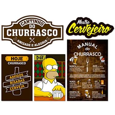 Imagem de Art Print Placas Decorativas Cervejas Frases Churrasco Bebidas 20 x 30 cm Madeira de Engenharia e Plástico
