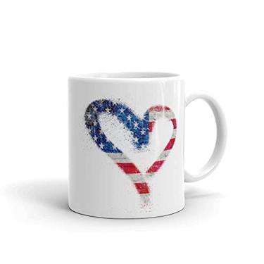 Imagem de Bandeira americana de coração masculina e feminina 4 de julho bandeira dos EUA vintage 2 canecas