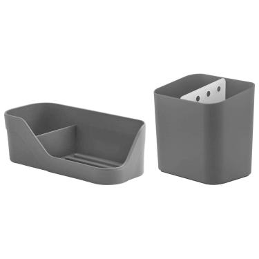 Imagem de Kit Cozinha Esorredor De Talheres Organizador De Pia Porta Detergente Esponja Preto - Ou