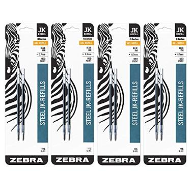 Imagem de Zebra G-301 Stainless Steel Pen JK-Refill, Fine Point, 0.7mm, Blue Ink, 2-Count, 4 PACK