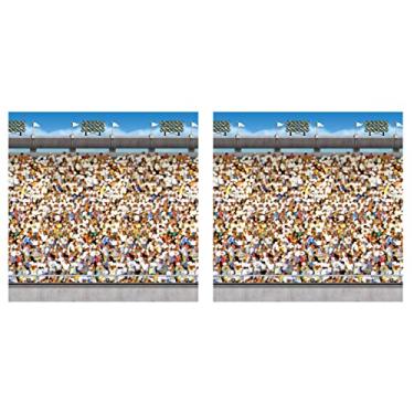 Imagem de Beistle Cenário de fotos Upper Deck Stadium 2 peças decorações de festa esportivas, decoração de futebol de aniversário, suprimentos de dia de jogos, 10 x 76 cm, multicolorido