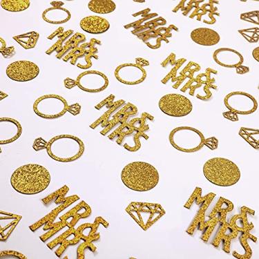 Imagem de 220 peças de confetes dourados para mesa de casamento, anel de diamante dourado Sr. e Sra. confete com glitter para cerimônia de casamento, aniversário, Dia dos Namorados