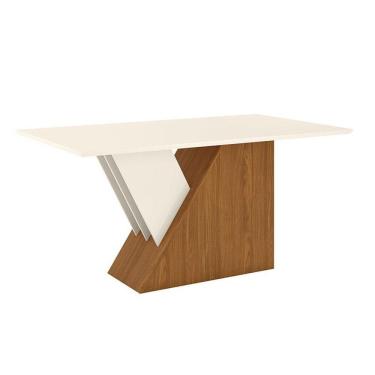 Imagem de Mesa de Jantar Lucena 160 cm Tampo Reto Nature Off White - Henn