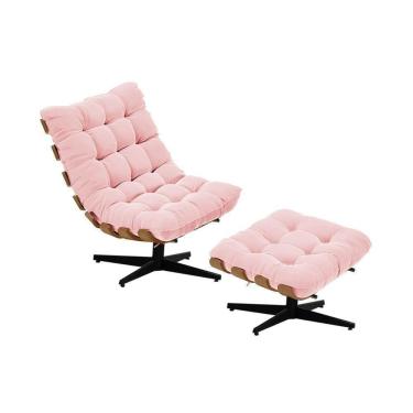 Imagem de Kit 01 Poltrona e 01 Puff Giratório Rosa Bebê