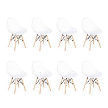 Imagem de Conjunto 8 Cadeiras Charles Eames Wood Vision Design - Branca - Impéri