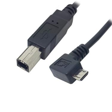 Imagem de Cablecc Cabo de disco rígido com micro USB OTG para impressora tipo B padrão Scanner 90 graus ângulo esquerdo 60 cm