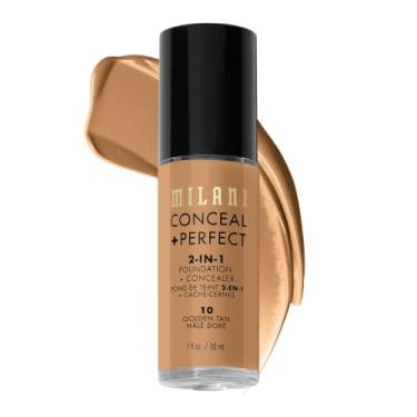 Imagem de (Golden Tan) - Milani Conceal + Perfect 2-in-1 Foundation + Concealer - Golden Tan (30ml) Cruelty-Free Liquid Foundation - Cover Under-Eye Circles, Blemishes & Skin Discoloration for a Flawless Complexion