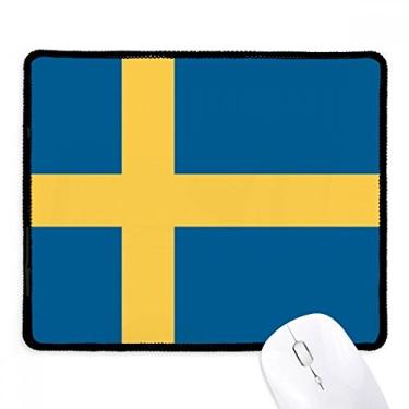 Imagem de Mousepad com bandeira nacional da Suécia e borda costurada para jogos