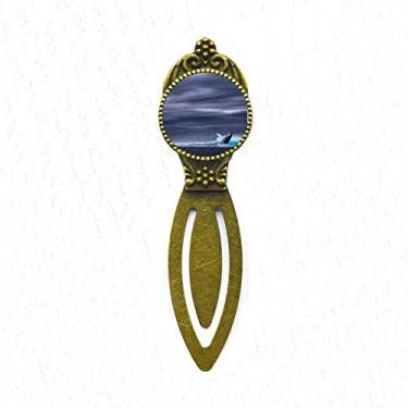 Imagem de Marcador de página retrô com imagem da natureza de peixe jubarte oceano