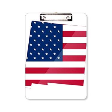 Imagem de Mapa Americano Estrelas Listras Bandeira Forma Prancheta Pasta, Bloco de Escrita Placa de Apoio A4