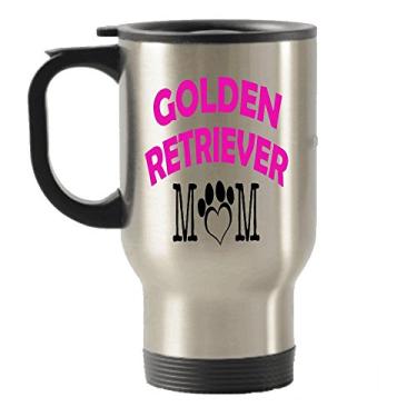 Imagem de Golden Retriever Caneca de aço inoxidável para viagem com isolamento térmico de pai e mãe (Mom)