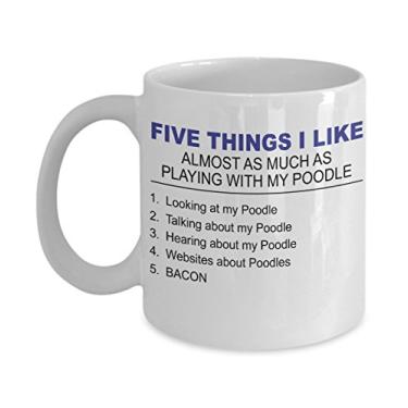 Imagem de Caneca de poodle - Five Thing I Like About My Poodle - Caneca de café de cerâmica de 325 ml - Presentes de poodle