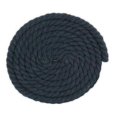 Imagem de West Coast Paracord Corda de algodão torcido super macia – Corda de fio triplo de 0,6 cm – Corda decorativa 100% algodão (preta, 3 metros)