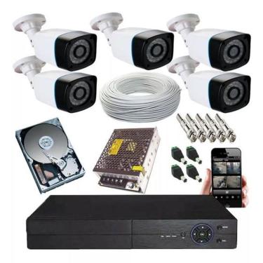 Imagem de Kit Cftv 5 Câmeras Segurança 2mp 1080p 20m Dvr Full Hd 8 Ch