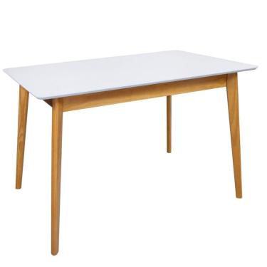 Imagem de Mesa de Jantar 120x80cm Tampo MDF Laca Dallas Branco/Nozes