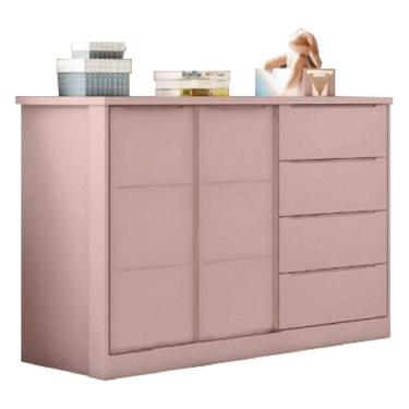 Imagem de Cômoda Sapateira 4 Gavetas 2 Portas Com Cabideiro Infantil Pérola Rsê - Phoenix Baby