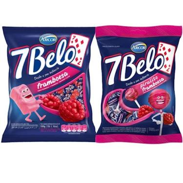 Imagem de Kit 1 Bala 1 Pirulito 7 Belo Framboesa 500g Arcor