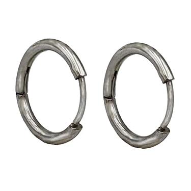 Imagem de Brincos Argola Masculino Feminino Qualidade Fina 10mm Pequeno 1 par Cor:Prata