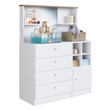 Imagem de Cômoda Infantil 4 Gavetas E 1 Porta Multimóveis Cr40102 Branca Branco