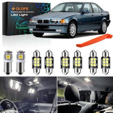 Imagem de GLOFE Kit de lâmpadas LED com mapa interior branco brilhante 6000K para BMW E36 1992-1997 1998 1999 2000 BMW E36 porta-luvas porta-pés tronco e placa de licença + ferramenta de instalação gratuita
