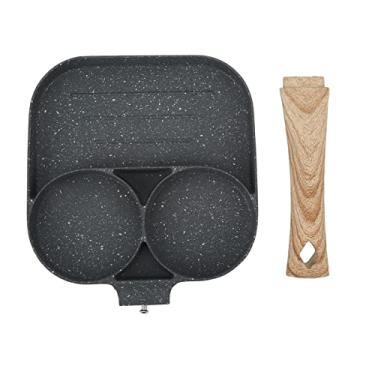 Imagem de YLSZHYR Frigideira para fazer hambúrguer de ovos, frigideira 3 em 1, frigideira para café da manhã, frigideira com vários ovos, panela de ferro para aquecimento uniforme para panqueca e bacon hambúrguer