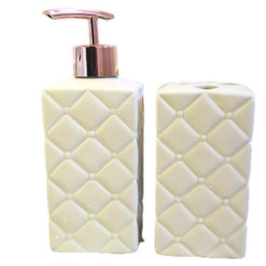 Imagem de Kit Banheiro Lavabo Pia Decorado Moderno Organizador 2 Peças Cor:Branco5228