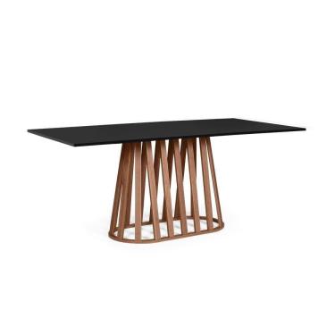 Imagem de Mesa De Jantar Retangular 6 Lugares 160x90cm Gabi Preto/noronha - Straub Web