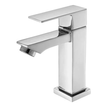 Imagem de Torneira Banheiro Quadrado Luxo Moderna Lavatório Lift estilo docol 1/4 de Volta Bica Baixa Cromada Espelhada Lavabo Aço Inox Alto Padrão Fria Preto Fosco Black Matte (Cromada)