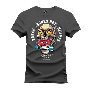 Imagem de Camiseta Premium Malha Confortável Estampada Bones Style Grafite P