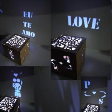 Imagem de Luminária Cubo Presente Para Casais MDF 3mm 15x15