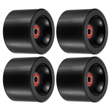 Imagem de PATIKIL Rodas Longboard 78A de 70 mm com rolamentos ABEC-9 vermelhos, pacote com 4 rodas macias Cruiser rodas de rua para skates, rodas de skate PU preto