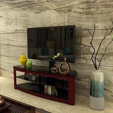 Imagem de Suporte de TV com espaço de armazenamento de 2 níveis moderno e fazenda mesa de armário de armazenamento de centro de entretenimento de madeira disponível para sala de estar quarto bege 152 x 52 x 133