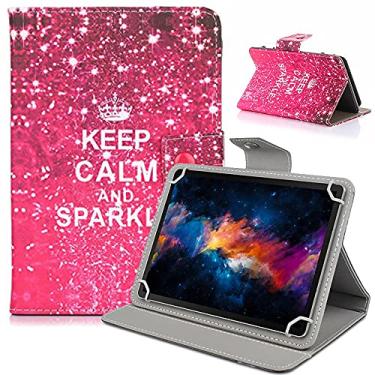 Imagem de DETUOSI Capa para tablet universal de 10,1 polegadas, capa para tablet de 10 polegadas, capa protetora de couro com suporte portátil para viagem 【com 4 anéis fixos】para todos os tipos de tablets Android/iOS/Windows de 9,6 a 10,5 polegadas
