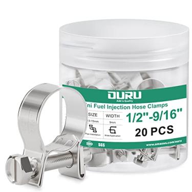 Imagem de OURU 20 peças mini braçadeiras de mangueira de injeção de combustível, ajustáveis 13-15 mm (1/2"-9/16") (13-15 mm) 304 braçadeira de mangueira de combustível de aço inoxidável, clipes de mangueira de tubo para automotivo, tubo de gasolina diesel