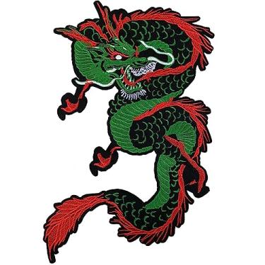 Imagem de Dragão ferro em remendos apliques bordados dragão chinês costurar apliques para roupas jeans chapéu camisa bolsas decorações (dragão verde)