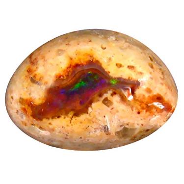Imagem de Pedra preciosa solta de opala de fogo matricial mexicana não aquecida com cabochão extravagante de 9,72 ct (15 x 11 mm)